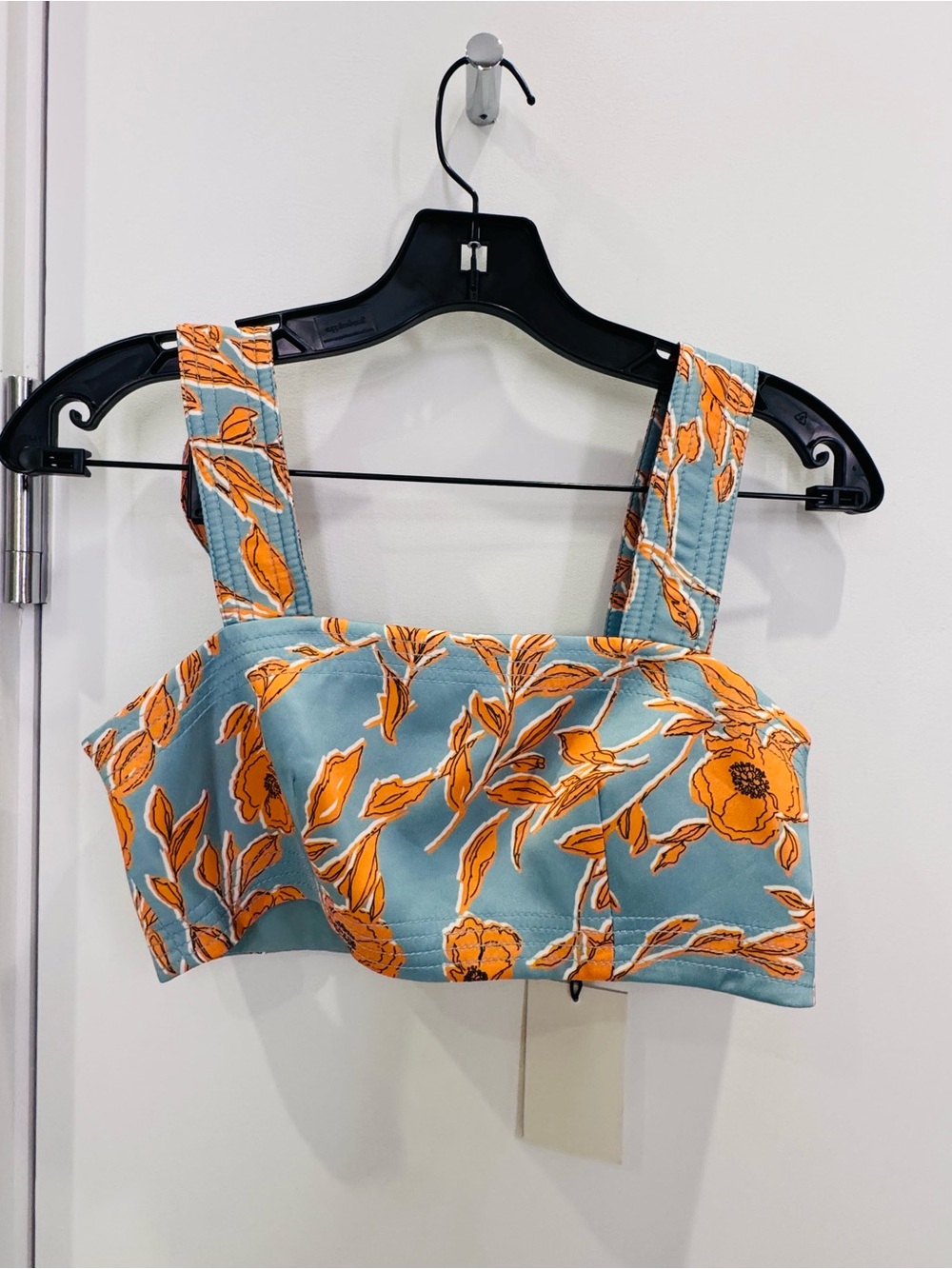 Alexis Blue Crop Top with Orange Floral Print